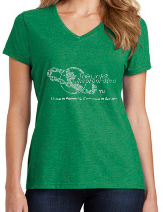 Rhinestone Links Logo  V-Neck